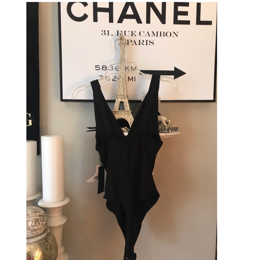 New!! Ruched black thong bodysuit! Size XS sexy!